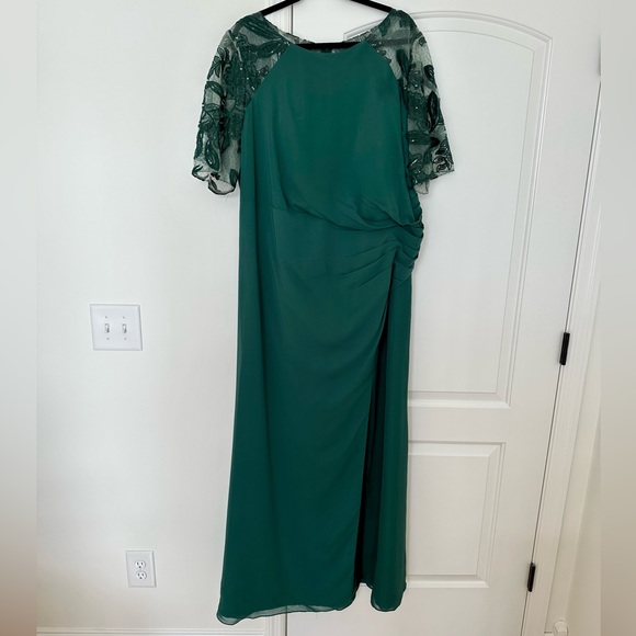 Sheath/Column scoop neck floor length Chiffon Hunter Green - Picture 2 of 14